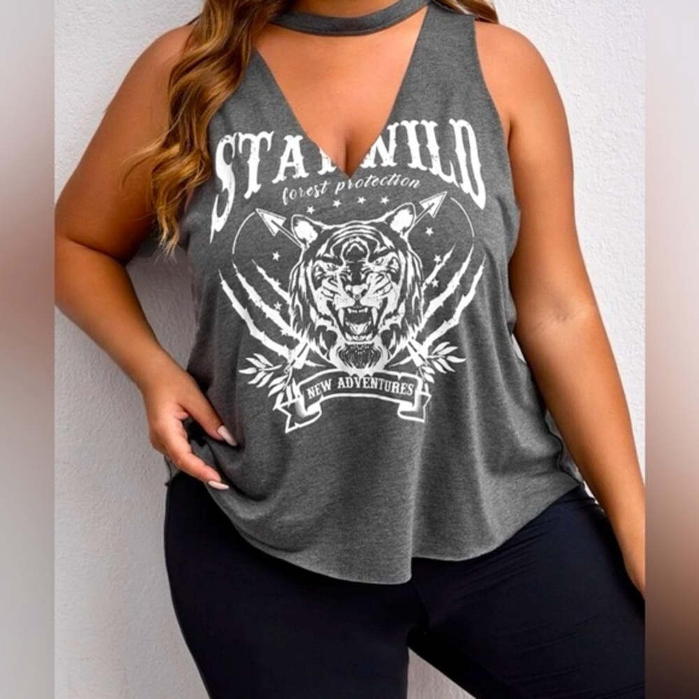 NWT 🐯 Choker Tank Top| 1XL(14)|🩶 Comfortable & versatile style
